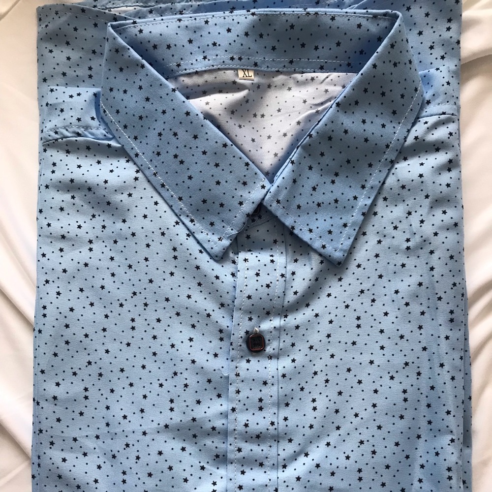 Men’s Casual Short Sleeved Starry Button Down Shirt
